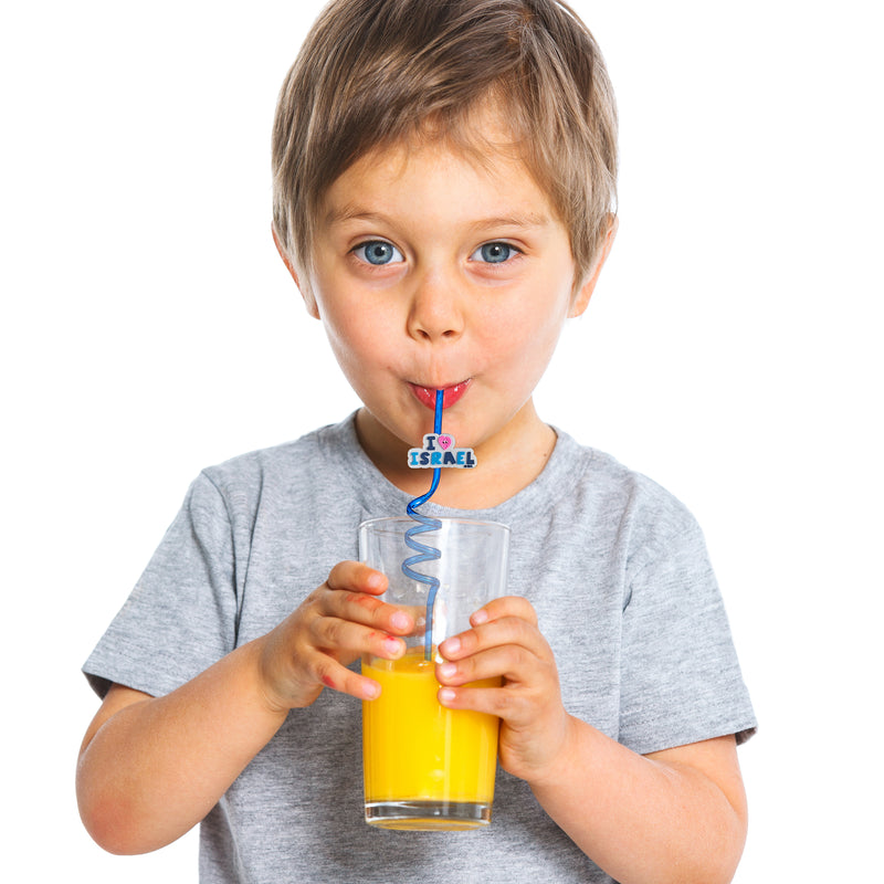 L'chaim! Stand With Israel Fun Blue & White Straws Set of 4