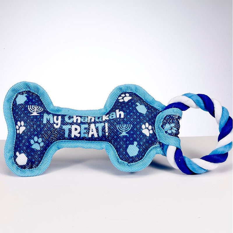 Chewdaica Chanukah Bone Squeaky Dog Toy