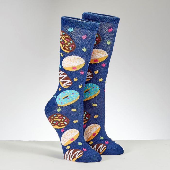 Chanukah Doughnuts Sufganiyot Adult Crew Socks Size 10-13 Great Gift