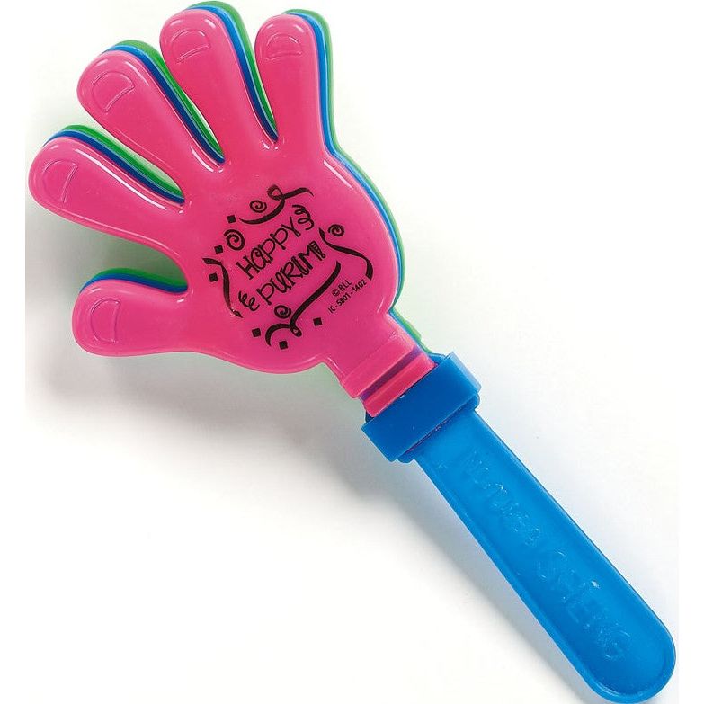 Hand - Clapping Purim Graggers - Colorful Plastic Noisemaker