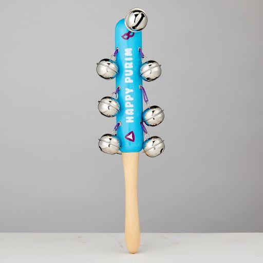 Colorful Wooden PURIM Gragger Happy Purim With Bells UNIQUE and FUN