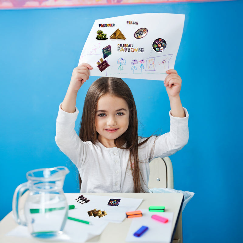 Passover Symbols 3D Metallic Jewish Sticker 2 Sheets
