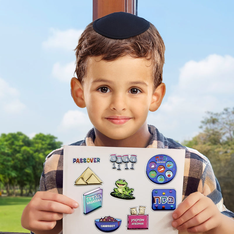 Passover Symbols 3D Metallic Jewish Sticker 2 Sheets