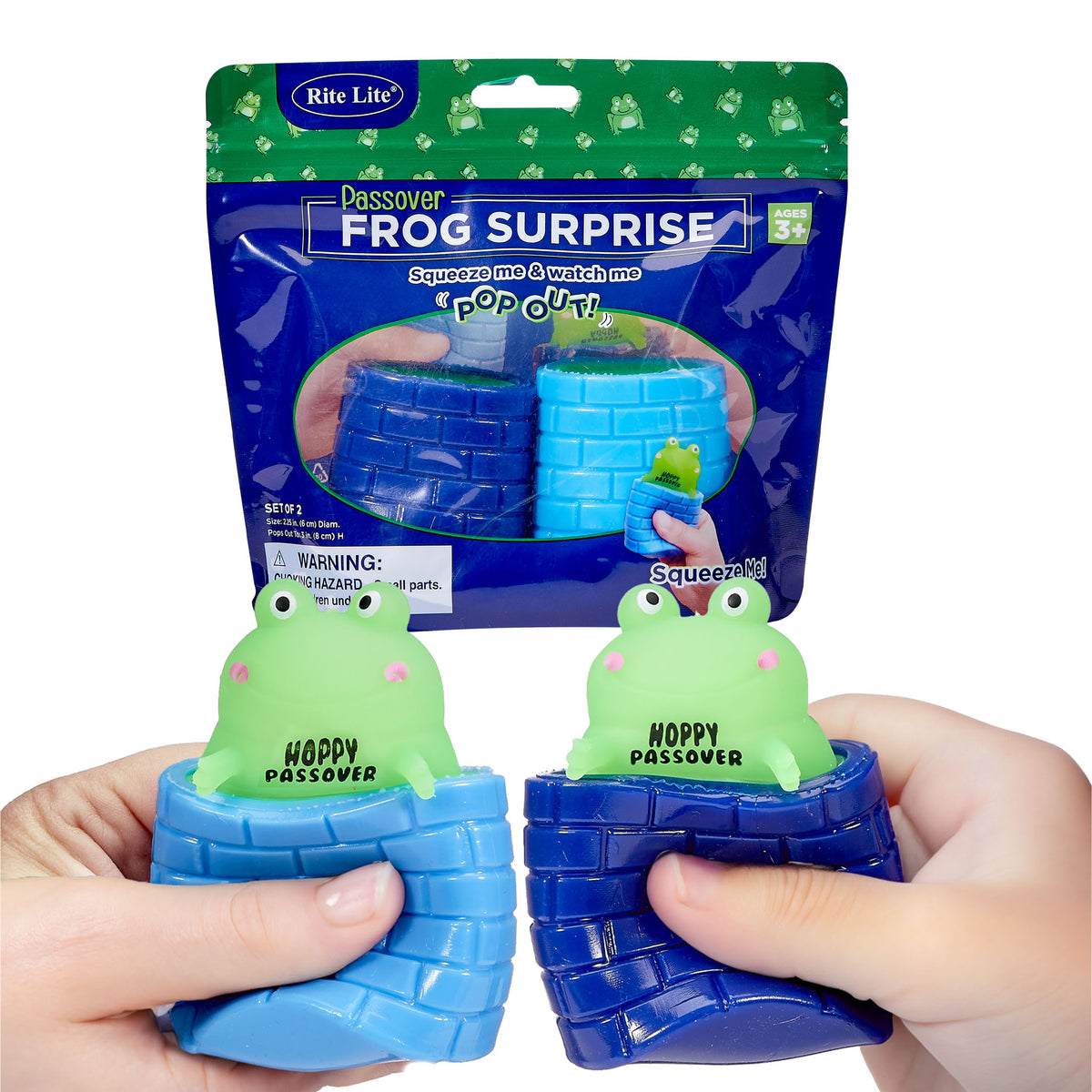 Passover Frog Surprise Squise Me and Watch me POP Set of 2