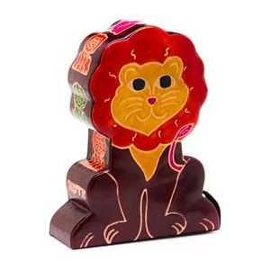 CASHBAH LIONEL Lion - Tooled Leather Tzedakah Box Hand Crafted