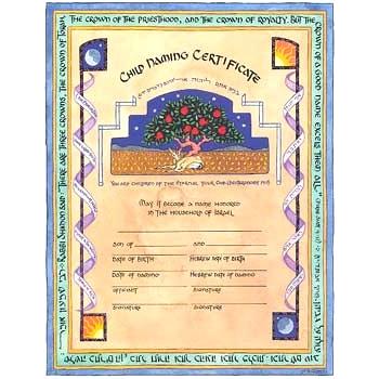 Child Naming Certificate Girl or Boy - with Envelope