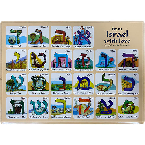 From Israel With Love Aleph Bet Laminated Placemat Multicolor