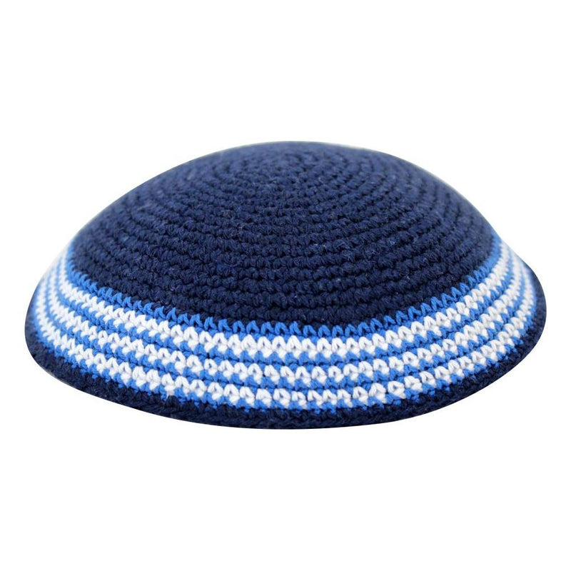 Crochet Kippah Yarmulke Navy Blue White Knit Yarmulke Design Vary