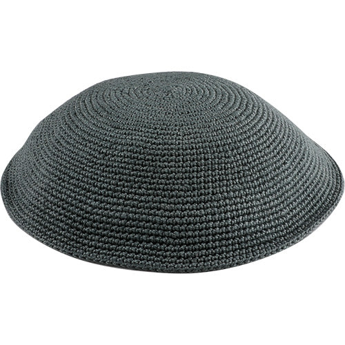 Crochet Hand Made Kippah Knitted Yarmulke in Dark Grey 7" Made of D.M.C 100% Cotton