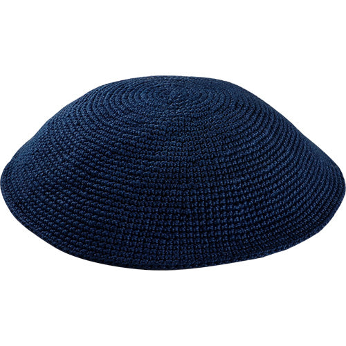 Crochet Hand Made Kippah Knitted Yarmulke in Navy Blue 7" Made of D.M.C 100% Cotton