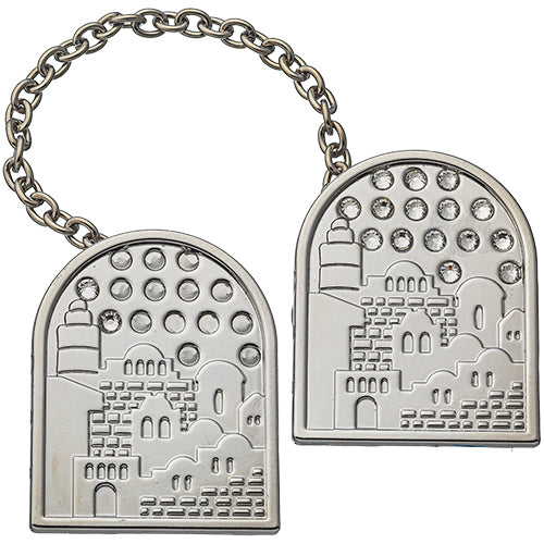 JERUSALEM Scene Tallit Clip Set By ART Nickel Finish