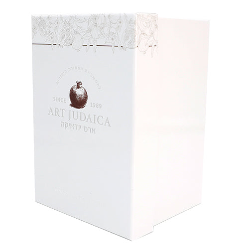 Traditional Brown Wood Esrog Etrog Box With Silver Gold Filigree Metal Plaque Diamond Design and Lock