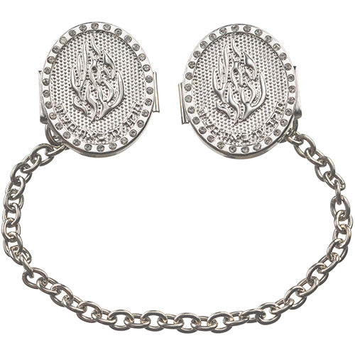 Tallit Clip Set With Chain Nickel Finish