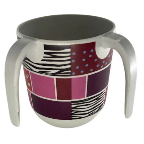 Bamboo Washing Netilat Yadayim cup in Pink & Purple Blessing By Hadarya