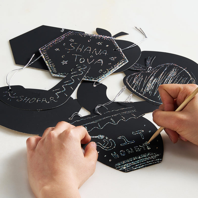 Rosh Hashanah Prismatic Scratch Art 24 Scratch Cards 12 Wood Scratch tools Great for a Classroom Project