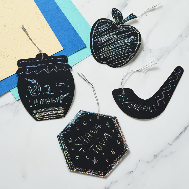 Rosh Hashanah Prismatic Scratch Art 24 Scratch Cards 12 Wood Scratch tools Great for a Classroom Project