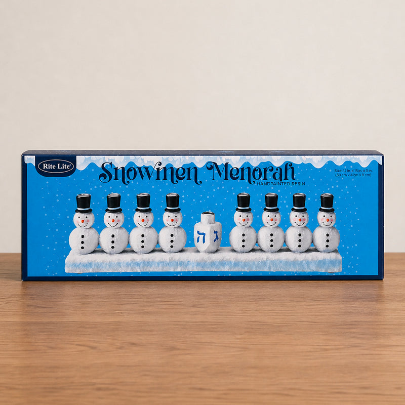 Chanukah Snowmen Hand-Painted Resin Menorah Made to Fit Standard Chanukah Candles