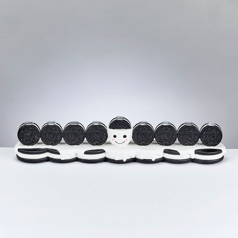Oreo Cookies Chanukah Menorah Hand-Painted Resin