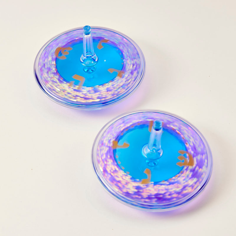 Lava Design Chanukah Dreidels in Blue & Purple with Gold Glitter Set of 2