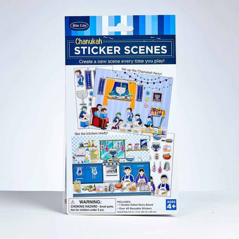 Chanukah Scenes with Reusable Stickers 2 sheets of 40 reusable static clings total