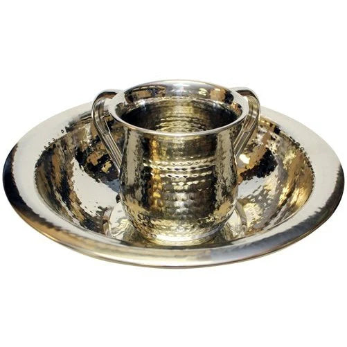 Stainless Steel Netilat Yadaim Wash Cup & Bowl Basin Set Design may vary