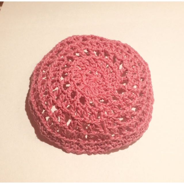 Ladies Womens Hand Made Crochet Kippah Hair Covering in PINK Made in USA