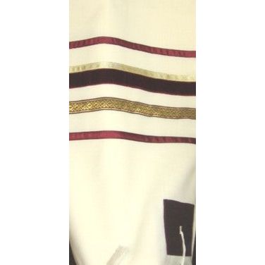 Burgundy / Gold Wool Tallit / Talis Set of 4 - Hand Made