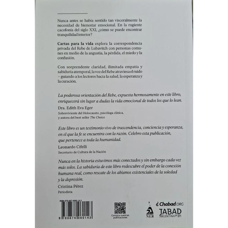 Cartas Para La vida Letters for Life Guidance for Emotional Wellness from the Lubavitcher Rebbe Spanish Edition
