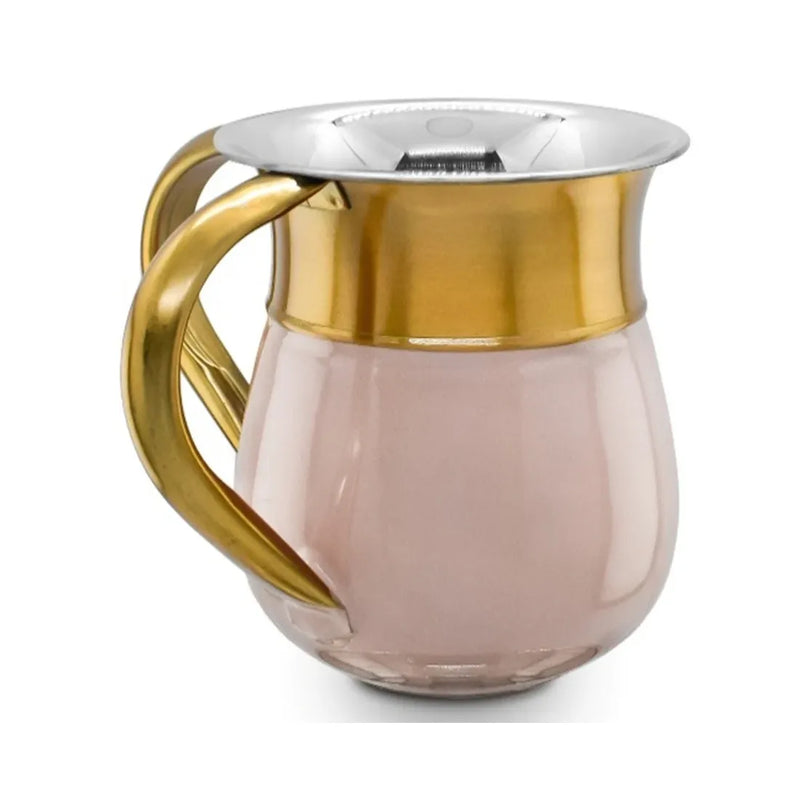 Stainless Steel Washing Netilat Yadaim Cup Blush Base Gold Top and Handles