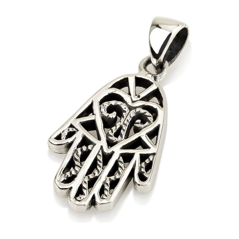 925 Sterling Silver Filigree Hamsa Pendant Chain Necklace Design May Vary