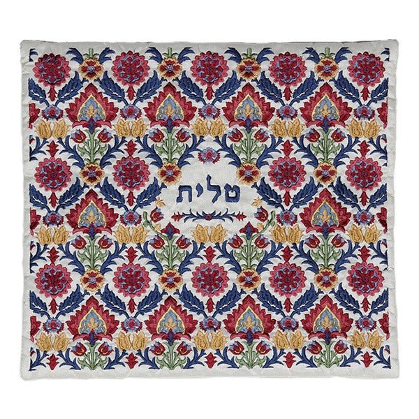 Antique Multicolor Full Embroidery Designer Tallit 20"x 72" Tallis Set of 3 Made in Israel by Emanuel