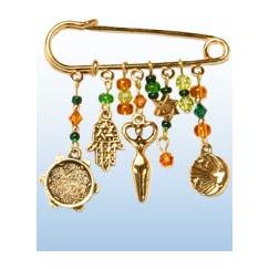 Designer "Rosh Chodesh" Pin Gold Plated Made By Susan Fischer Weis
