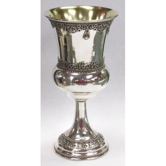 925 Sterling Silver Kiddush Cup 5 5/8" tall Made in Israel by ZADOK