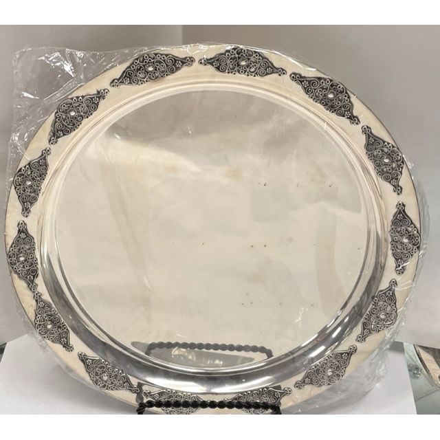 925 Sterling Silver Yemenite Filigree Heirloom Round Tray Plate 9.5" Hand Made in Israel by ZADOK