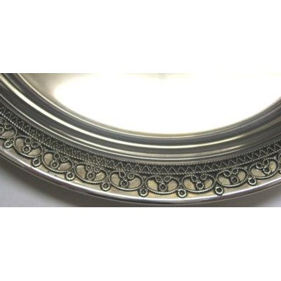 925 Sterling Silver Yemenite Filigree Heirloom Round Tray Plate 6.75"  Hand Made in Israel by ZADOK