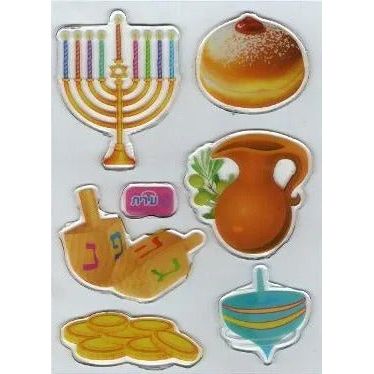 Chanukah Gel Stick-On Jumbo Stickers Set of 7