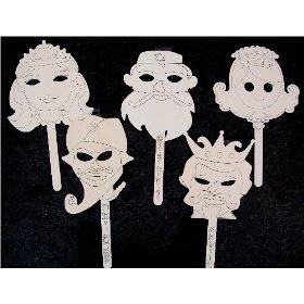 Purim Wooden Masks Set of 5