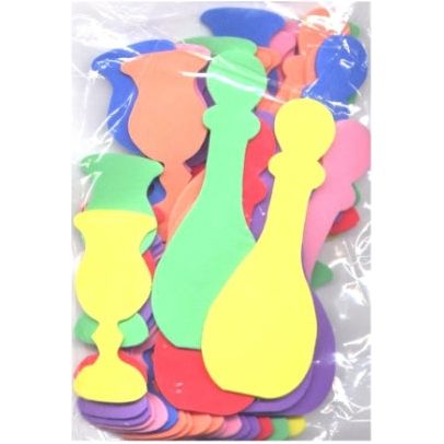 Foam Cutouts Kiddush Wine Bottle & 4 Goblets - 10 Sets