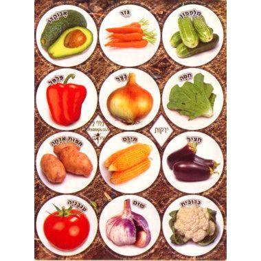 VEGETABLES - Hebrew - Jewish Photo Stickers Set of