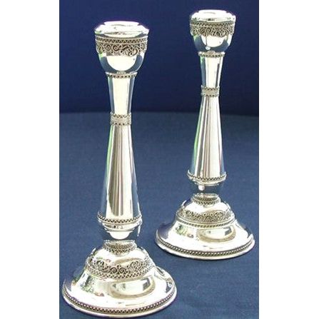 925 Sterling Silver Filigree Candlesticks 5.5" Hand Made in Israel by Zadok