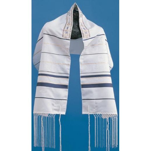 Shvotim - Tribes Blue & Silver Lurex Tallit / Talis 18" x72"
