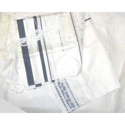Shvotim - Tribes Blue & Silver Lurex Tallit / Talis 18" x72"