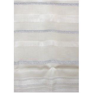 100% Wool Tallit White & Silver Stripes Made in Israel 22"x 72''
