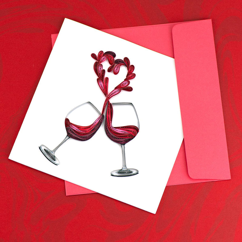 Luxury Wedding Greeting Card L'Chaim Toast to Love With Envelope 6" x 6" Hand Made by Women Artisans