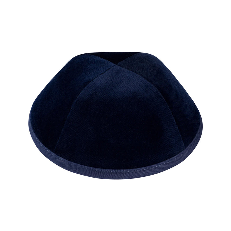 Navy Blue Velvet Kippah 4 Part Plain Yarmulke with Rim Excellent quality Available in many sizes