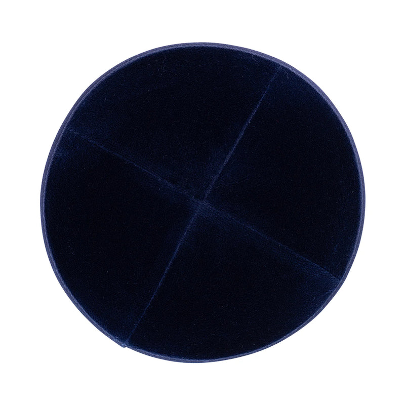 Navy Blue Velvet Kippah 4 Part Plain Yarmulke with Rim Excellent quality Available in many sizes