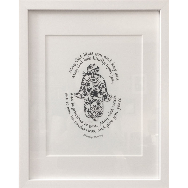 Priestly Blessing / Hamsa Hand Embellished Original Papercut Jewish Art by Anna Kronick