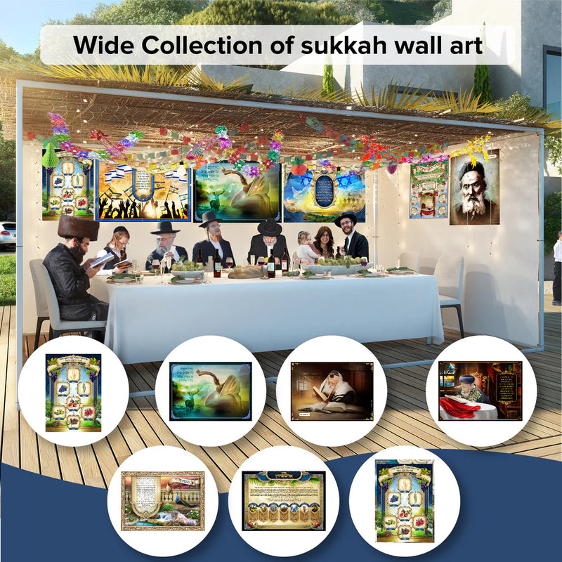 Seder Netilat Lulav and Sukkot Symbols Sukkot Vinyl Poster  20" x 28" Water Proof  Sukkah Decoration