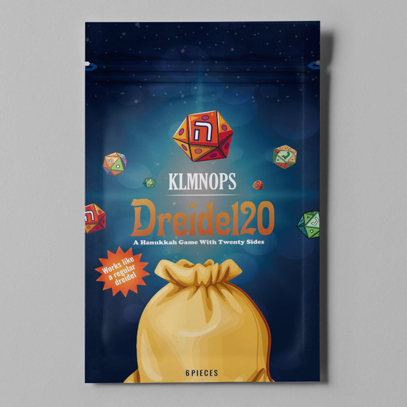 Dreidel20 Chanukah Game with Twenty Sides Dreidels in 6 colors