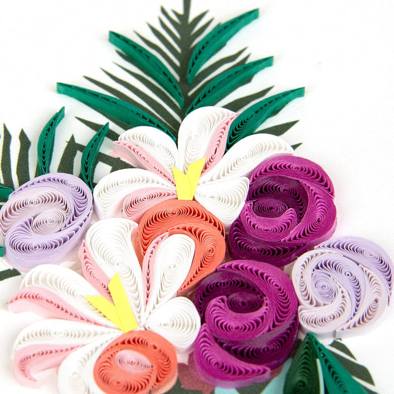 Luxury Quilling Greeting Card Happy Birthday Flower Vase with Envelope